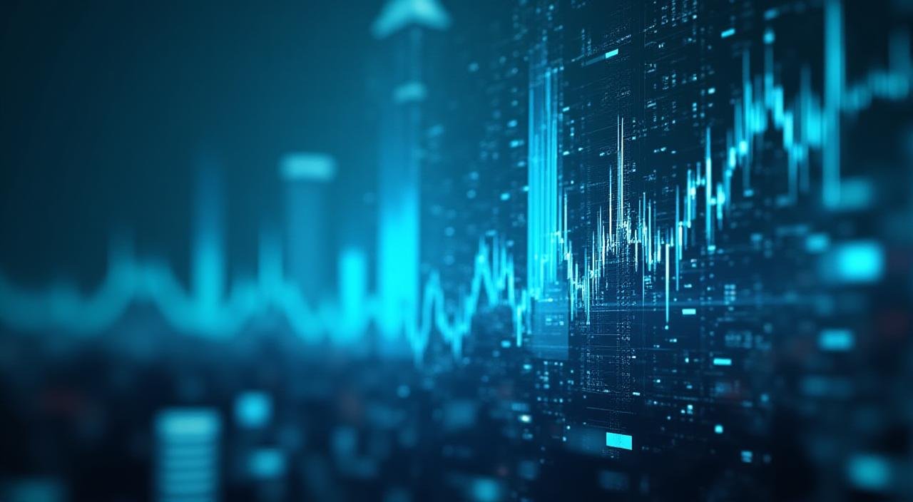 Abstract visualization of AI data streams over the Bombay Stock Exchange
